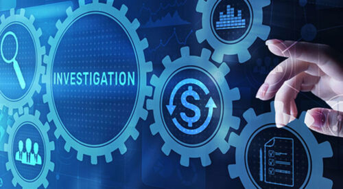 An investigation graphic with cogs