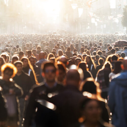 Insider, A crowded street of pedestrians